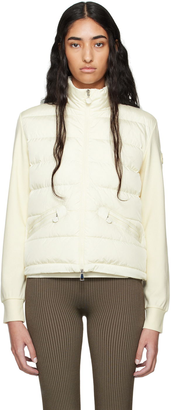 Cветр Moncler Off-White Paneled Down Cardigan білий | J20938G0000389ALE