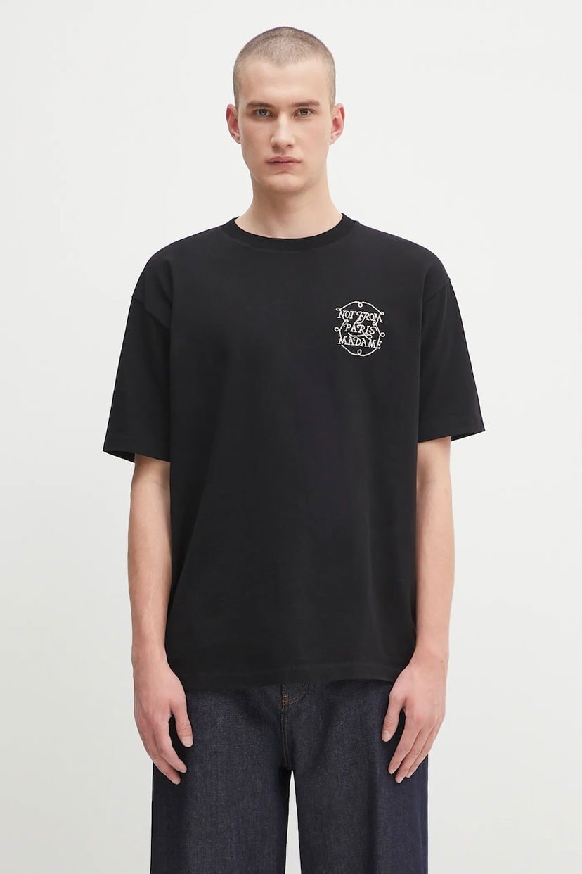Футболка Drôle de Monsieur Drôle de Monsieur Le Tshirt Slogan Tresses T-Shirt чорний | H.TS259.CO134