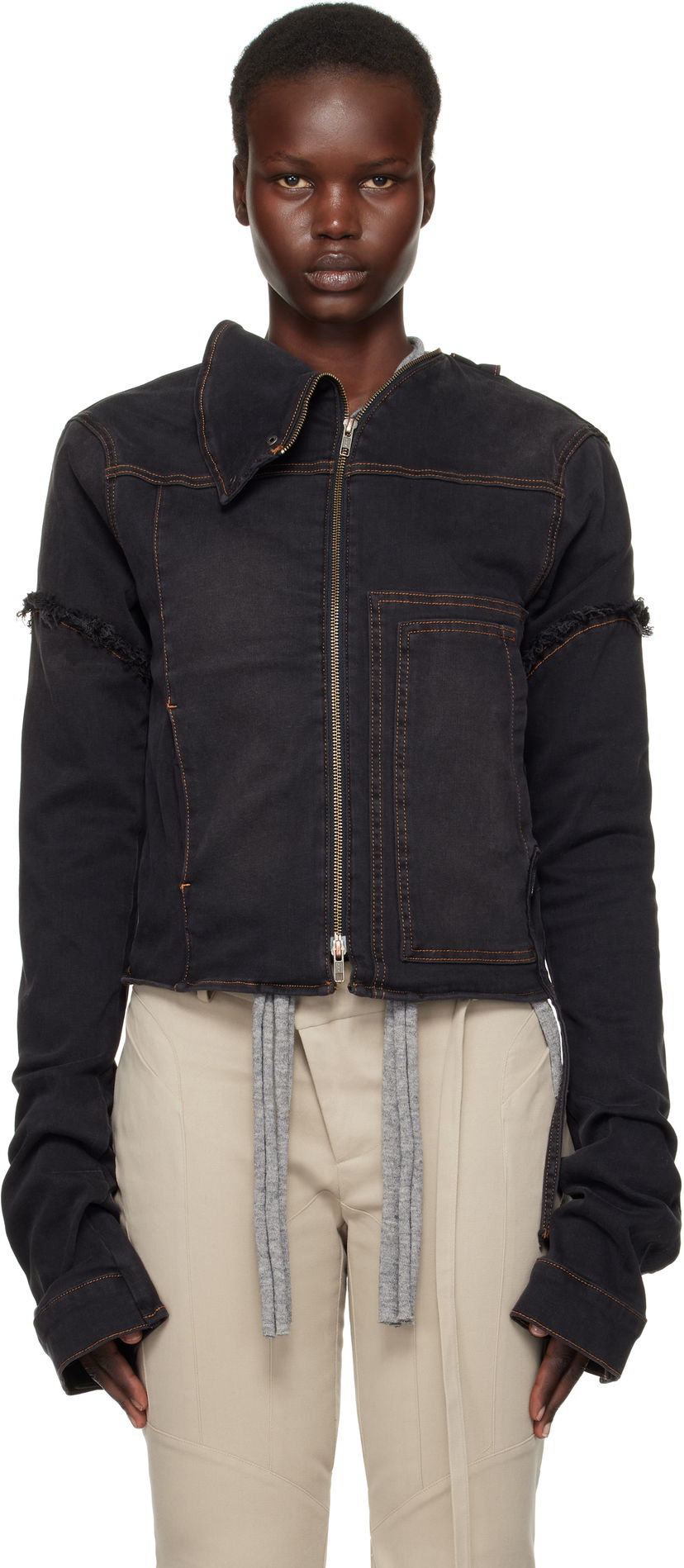 Куртка Ottolinger Ottolinger Drape Collar Denim Jacket чорний | 2217060211