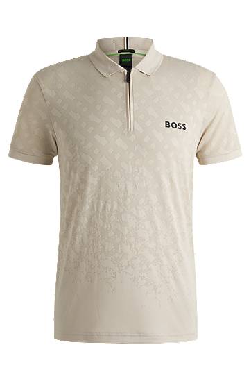 Сорочка поло BOSS BOSS Active Quick-Dry Monogram Jacquard Polo Shirt бежевий | 50538106
