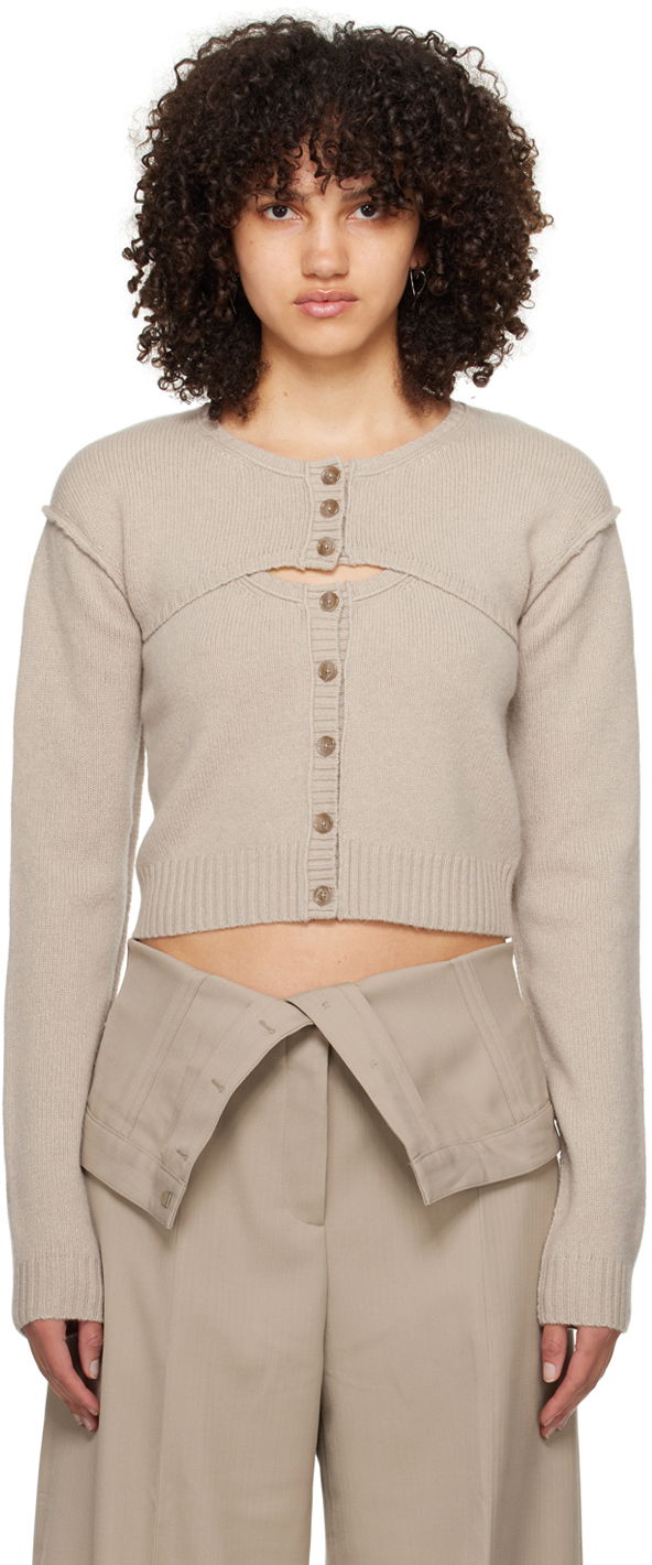 Cветр Acne Studios Button-Up Tank Top & Cardigan Set бежевий | A60496-