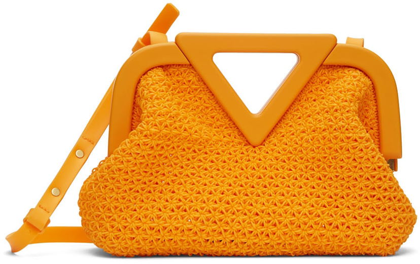 Сумочка Bottega Veneta Point Crocheted Top Handle Bag Помаранчевий | 690673 V1R91