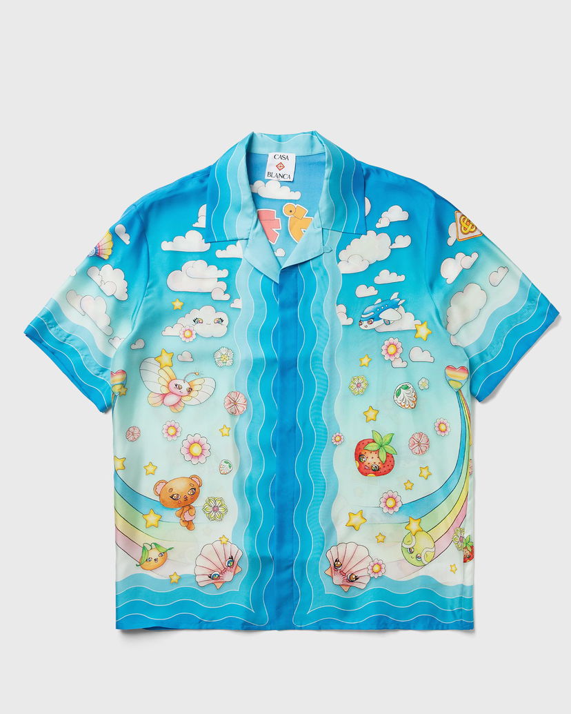 Сорочка Casablanca Cuban Collar Short Sleeve Shirt Синій | M-AW25-SH-003-04