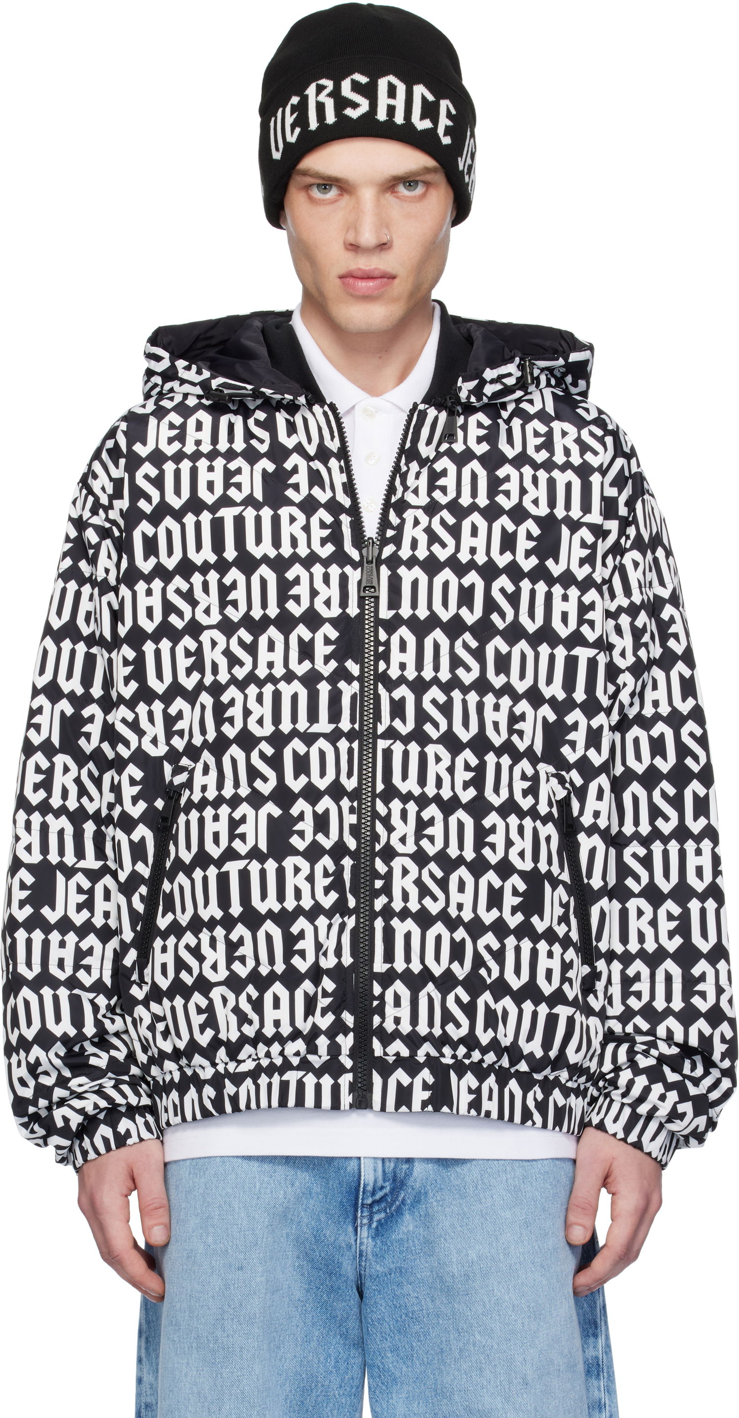 Куртка бомбер Versace Reversible Monogram Down Jacket чорний | E77GAUD16_ECQD53, 0