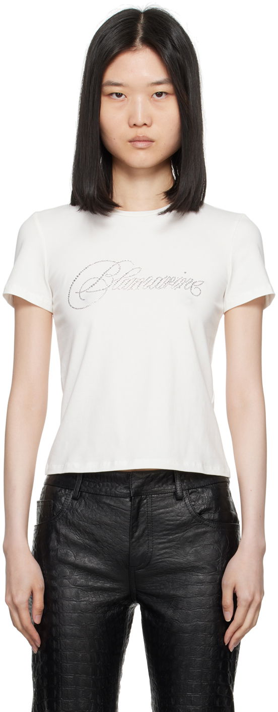 Футболка Blumarine Crystal Logo T-Shirt білий | A422T075A