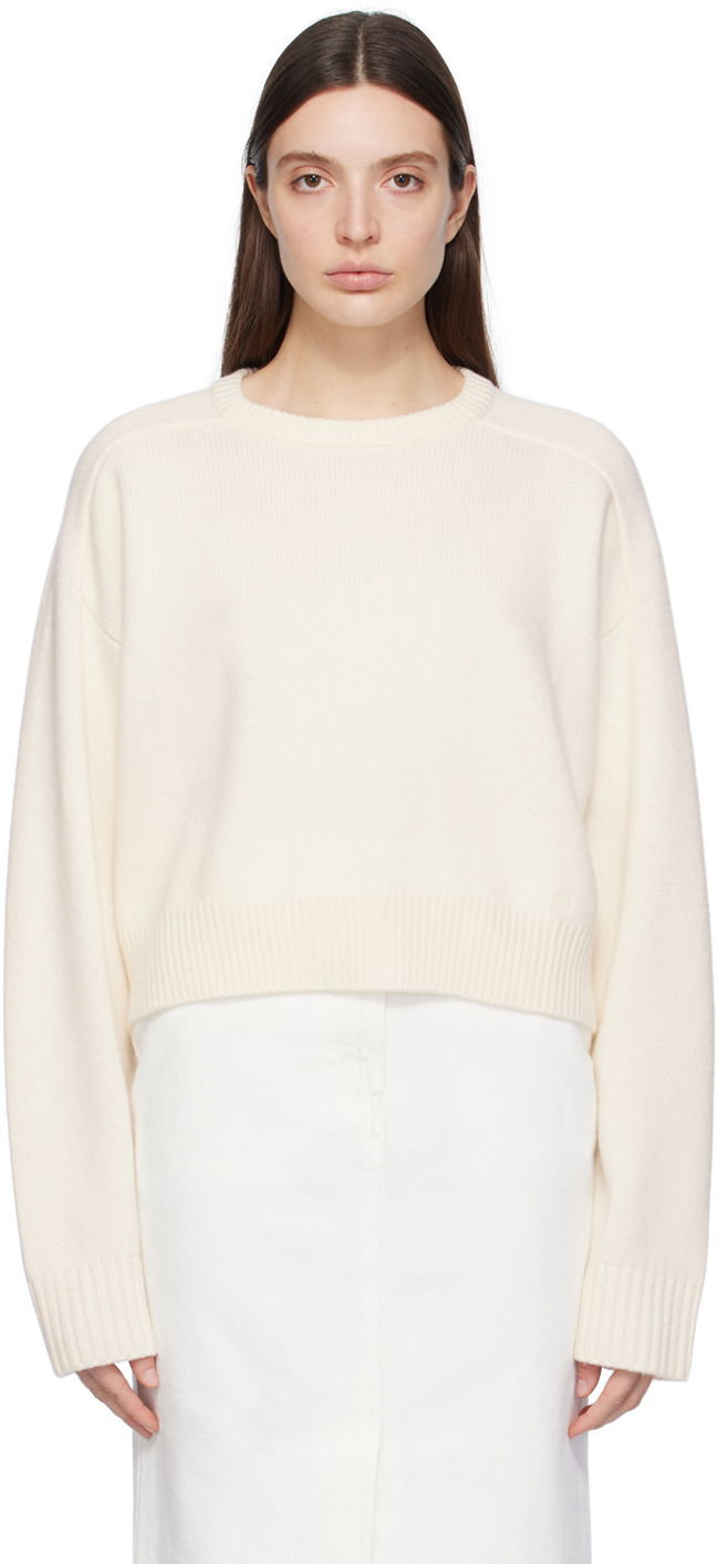 Cветр Loulou de Saison Loulou de Saison Bruzzi Cropped Sweater білий | BRUZZI