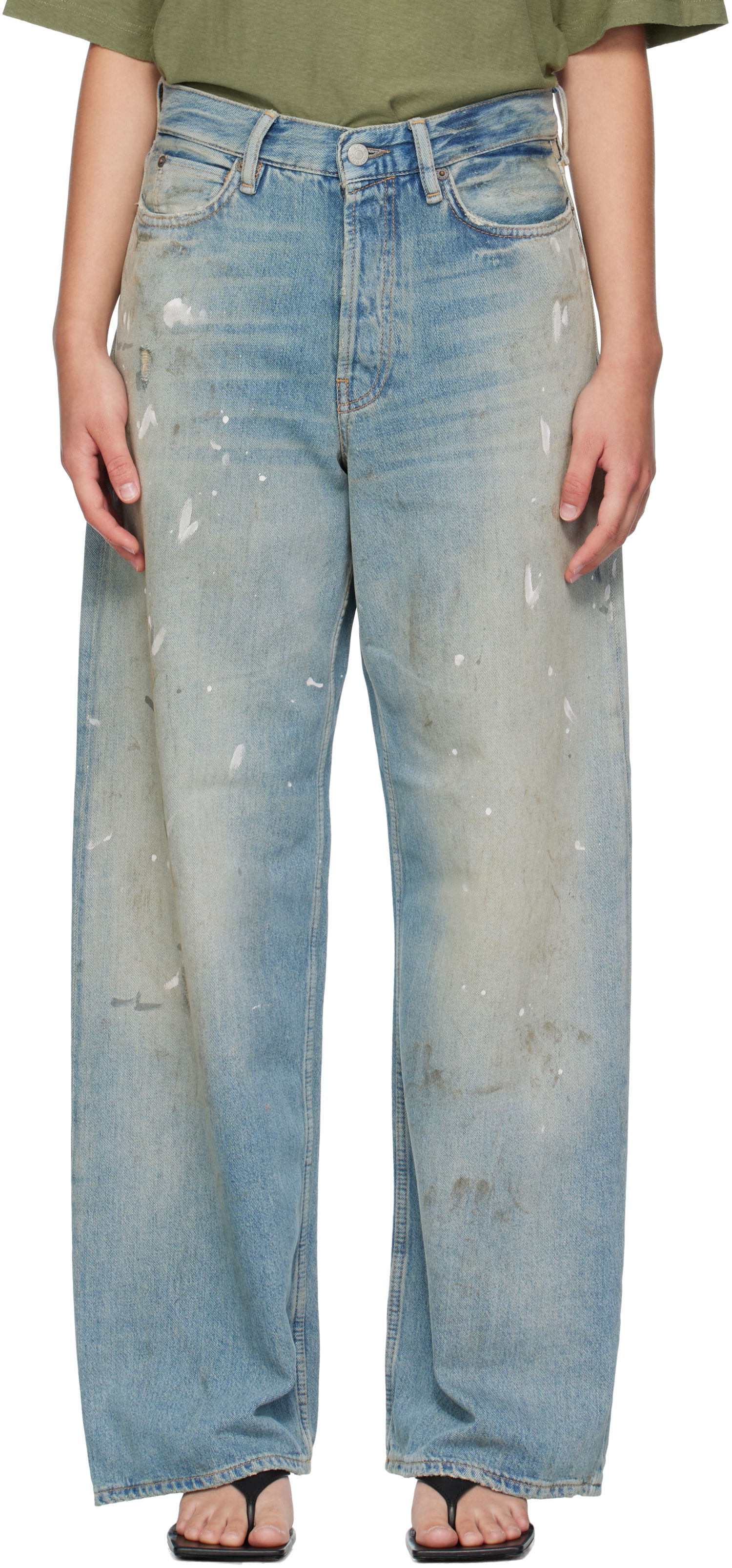 Джинси Acne Studios Acne Studios 1981 U Paint Splatter Jeans Синій | C00096-, 0