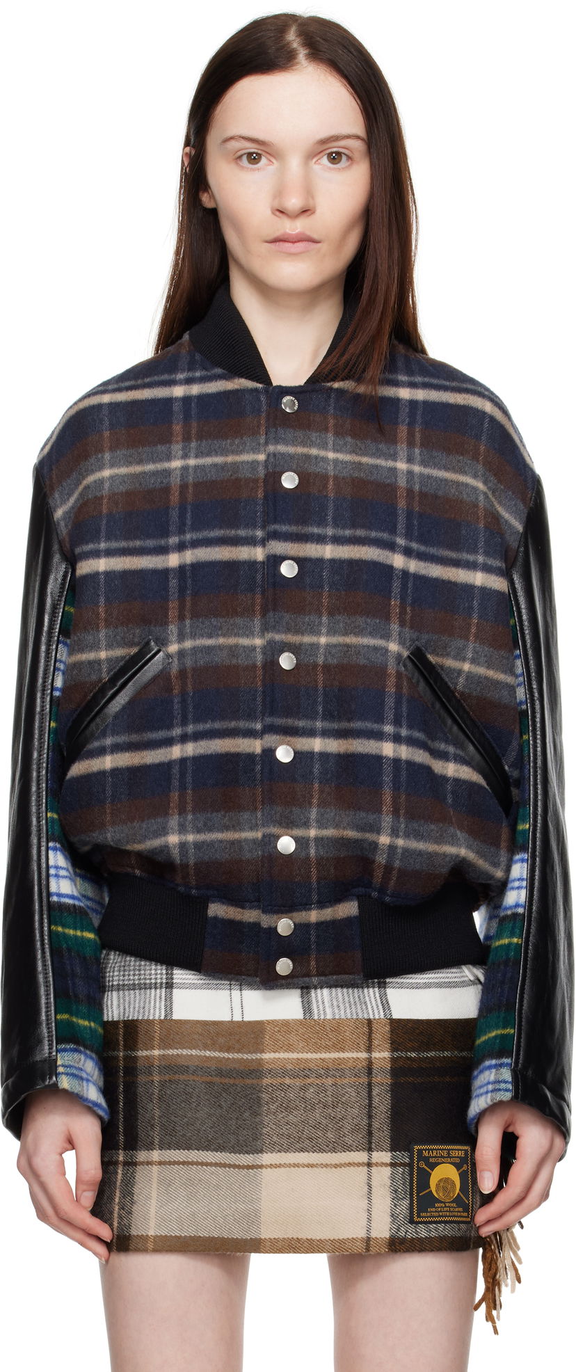Куртка бомбер Marine Serre Regenerated Tartan Bomber Jacket Різнокольоровий | UJA062A UWOV0047