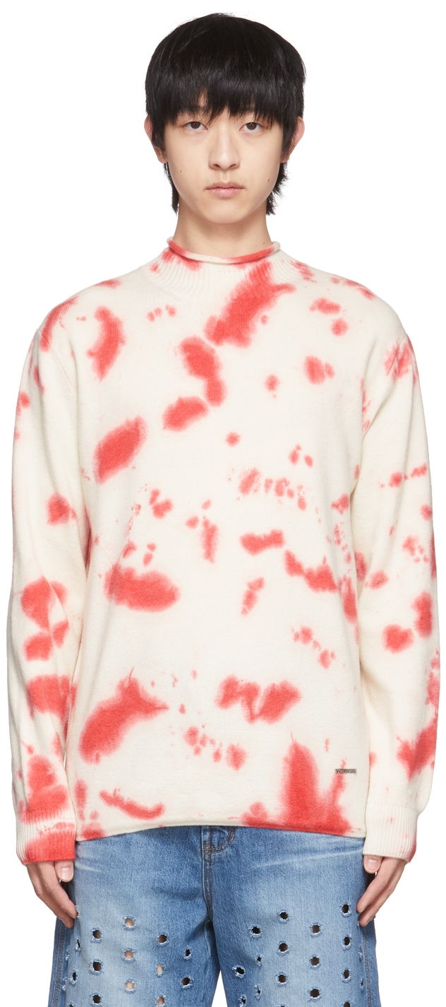 Cветр We11done We11done Tie-Dye Mock Neck Sweater Червоний | WD-KT1-22-604-U-RD
