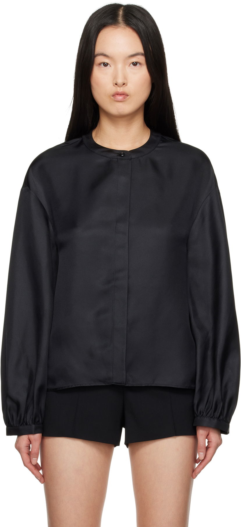 Сорочка Loulou de Saison Loulou de Saison Lea Satin Blouse чорний | LEA