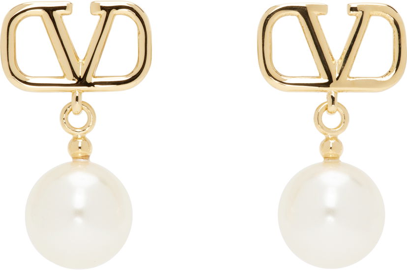 Сережки Valentino Valentino Garavani VLogo Signature Pearl Drop Earrings Металік | 6W2J0E36UXM