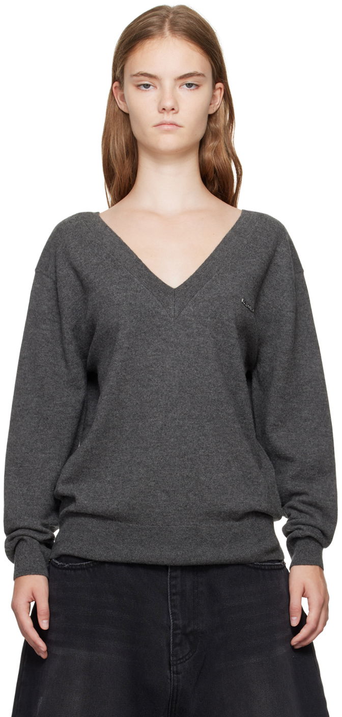 Cветр We11done Deep V-Neck Sweater Сірий | WD-KT2-24-642-W-GY