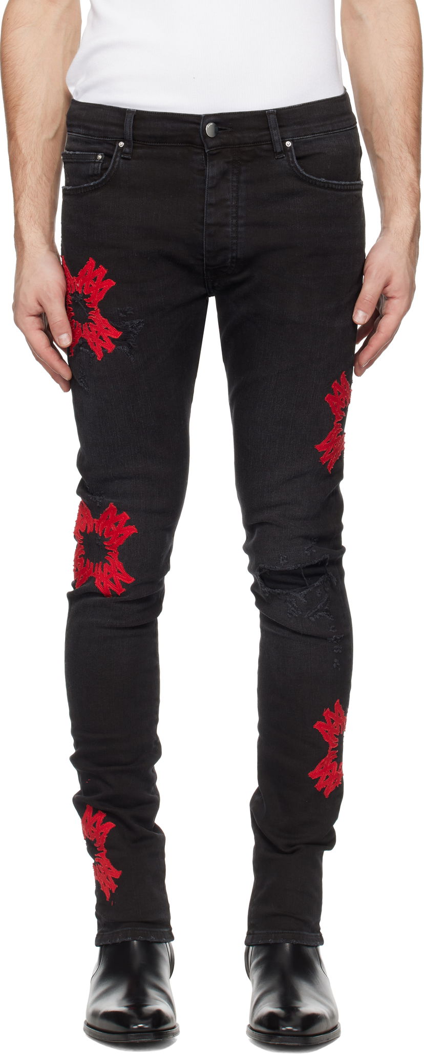 Джинси AMIRI Quad Applique Slim Fit Jeans чорний | AMDNSY1111