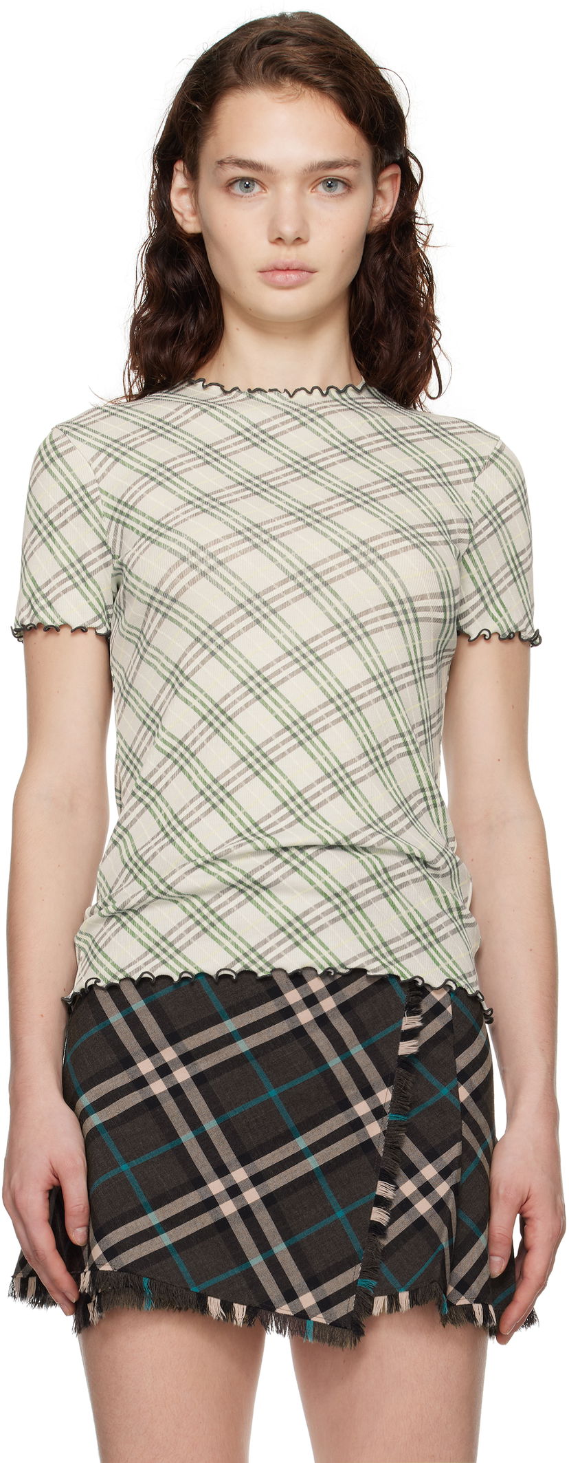 Футболка Burberry Check Lettuce Edge T-shirt Зелений | 8101024
