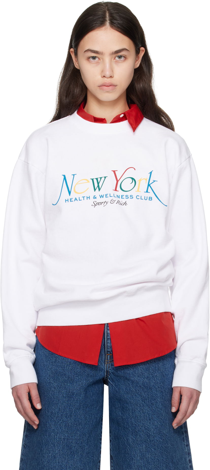 Cветр Sporty & Rich Sporty & Rich NY 94 Crewneck Sweatshirt білий | ST071622034WH57