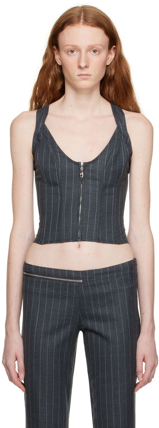 Безрукавка Miaou Miaou Hannah Jewett Edition Pinstriped Valda Tank Top Сірий | 7056PSWBRI