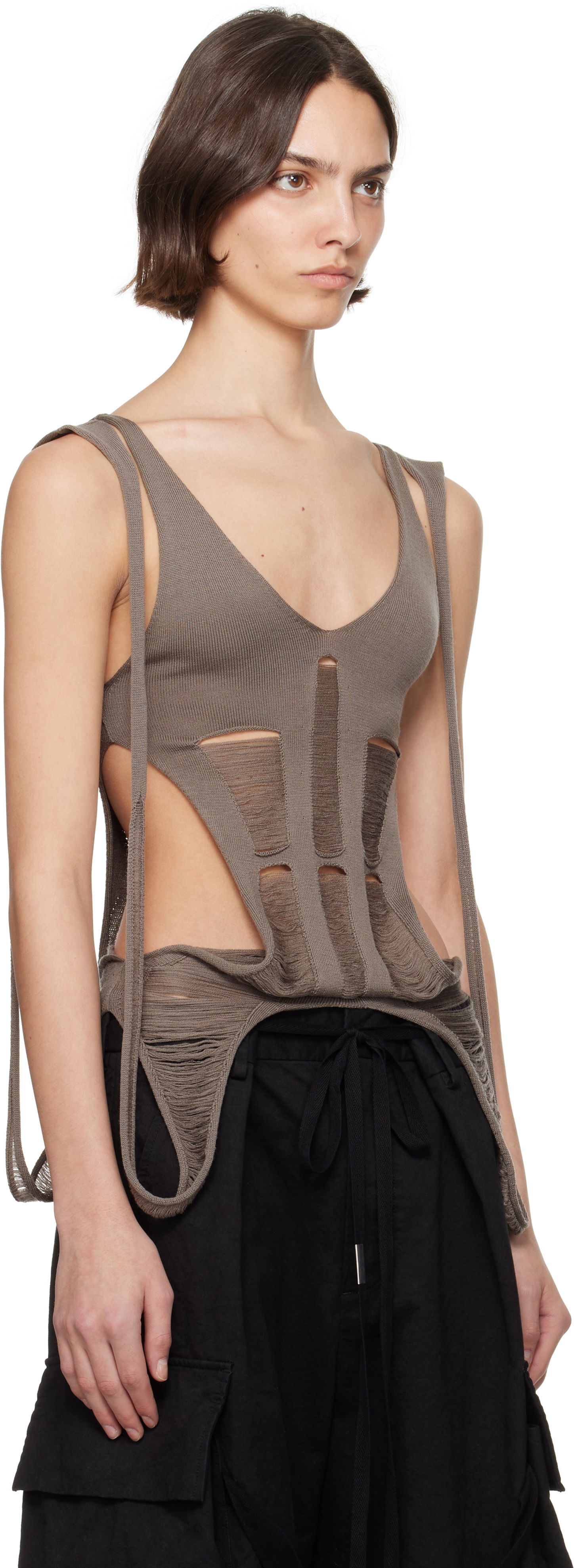 Безрукавка Rick Owens Rick Owens Hollywood Tanja Long Tank Top Сірий | RO01E7644 KGRIDM, 1