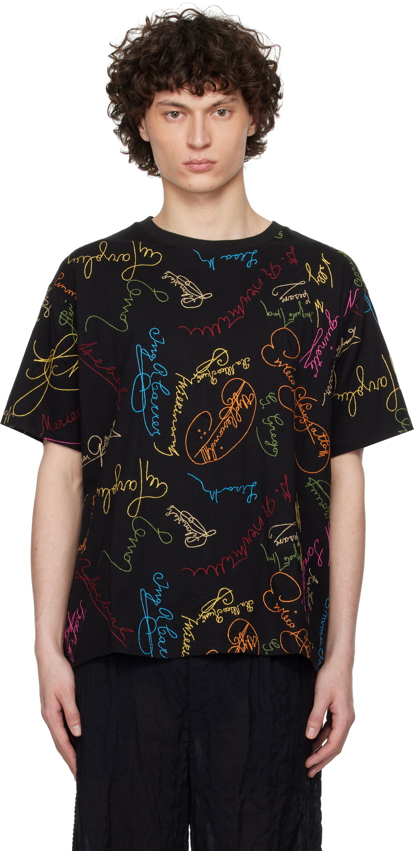 Футболка Bode Bode Signature Scrawl Boxy T-Shirt чорний | MRS25CS050