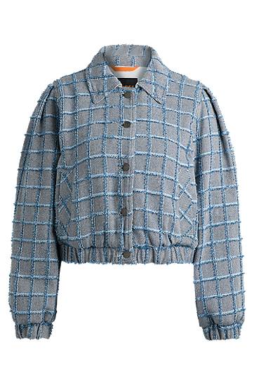 Куртка бомбер BOSS Tweed Cropped Jacket Синій | 50518962