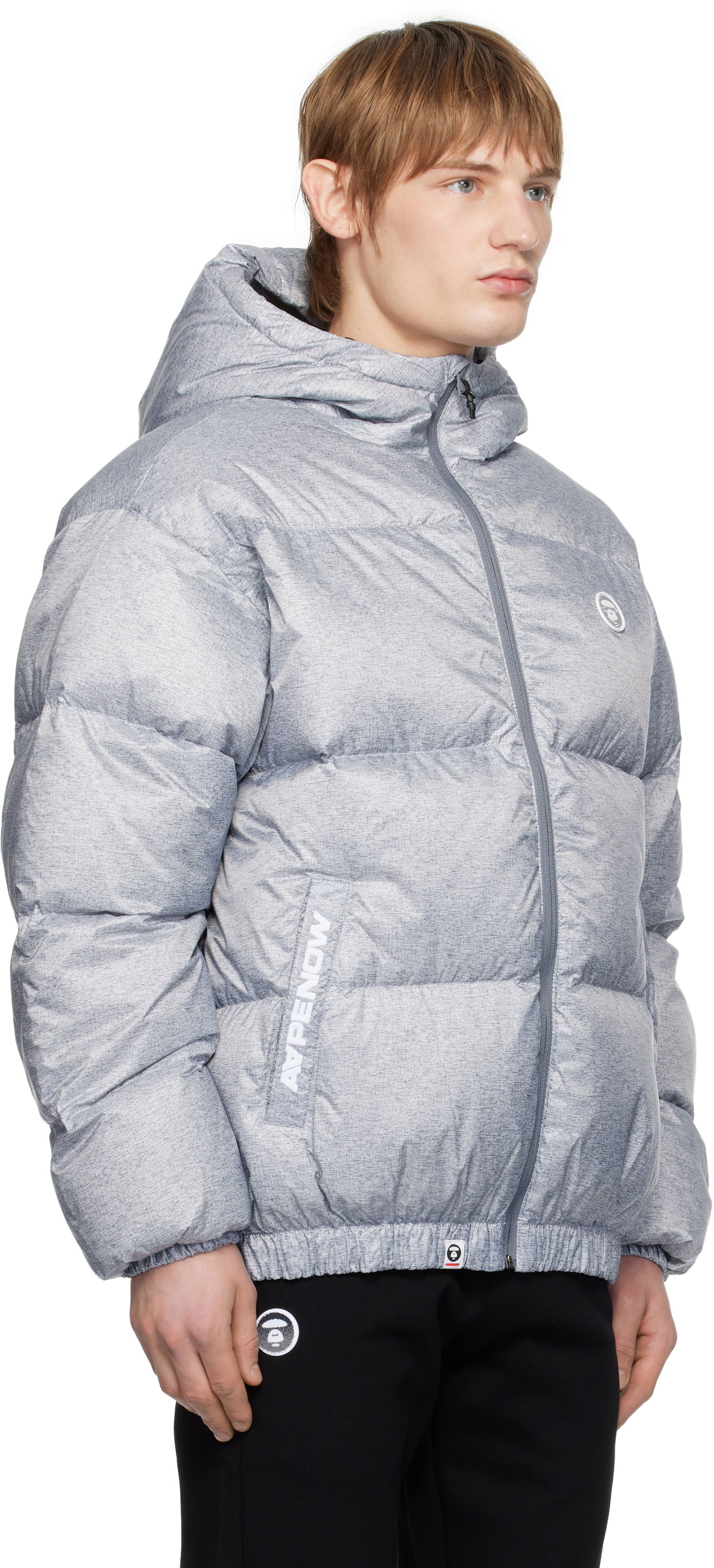 Пуховик AAPE by A Bathing Ape AAPE by A Bathing Ape 'AAPE NOW' Down Jacket Сірий | AAPDNM7654XANGY2, 1