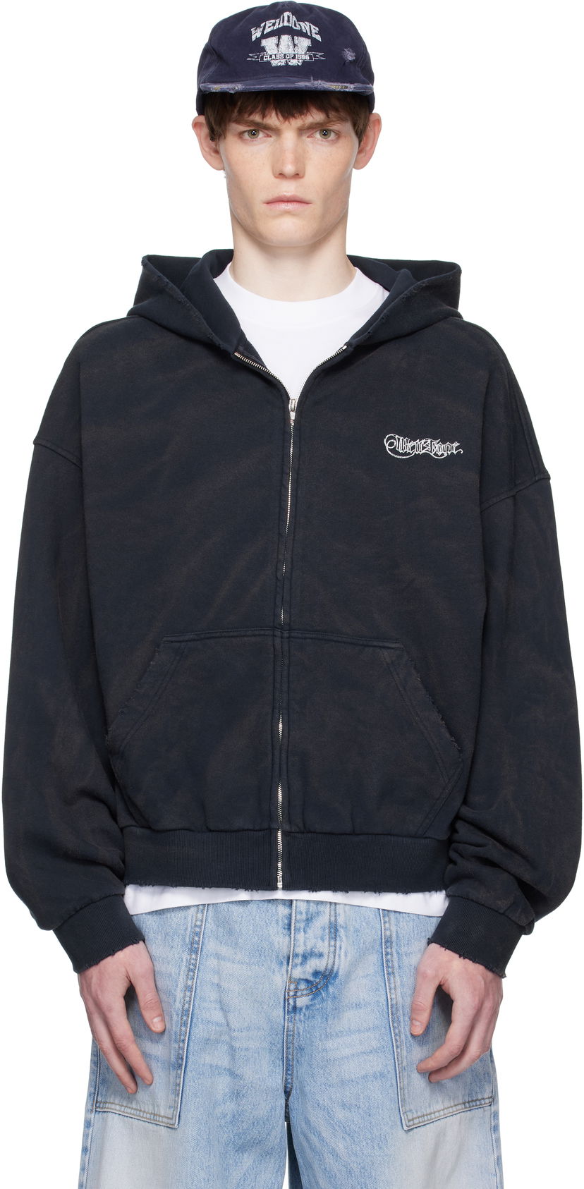 Світшоти We11done We11done Gothic Logo Zip-Up Hoodie чорний | WD-TJ2-25-845-U-NV
