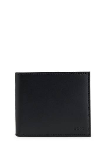Гаманець BOSS Leather wallet with logo lettering чорний | 50548811