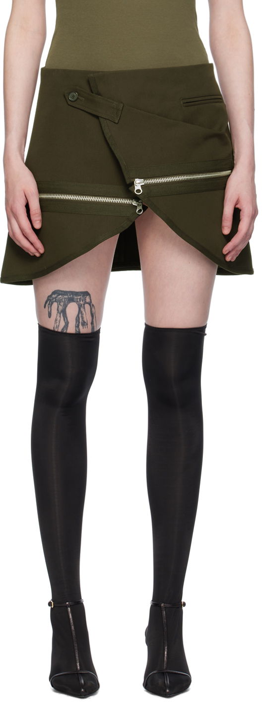 Спідниця Courrèges Courrèges Asymmetrical Zippered Miniskirt Зелений | 224CJU166CO0117