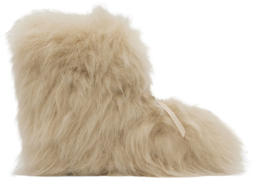 Одяг We11done We11done Fur Moccasin Boots бежевий | WD-AO2-24-459-W-BG