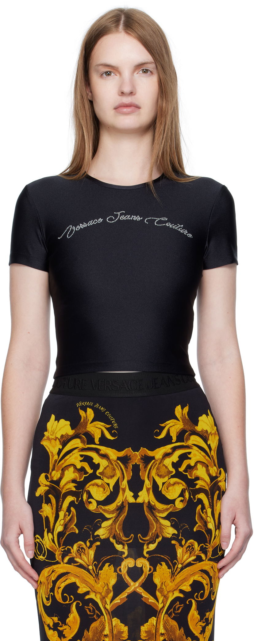 Футболка Versace Versace Jeans Couture Logo T-Shirt чорний | E79HAH6A2_EN0008