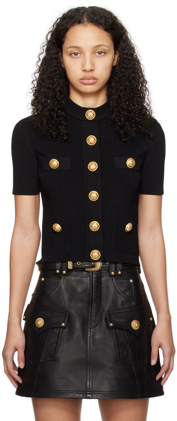 Cветр Balmain Button Cardigan чорний | CF1KL023KB07