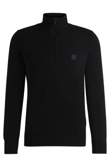 Cветр BOSS Zip-Neck Cotton-Cashmere Sweater чорний | 50527585