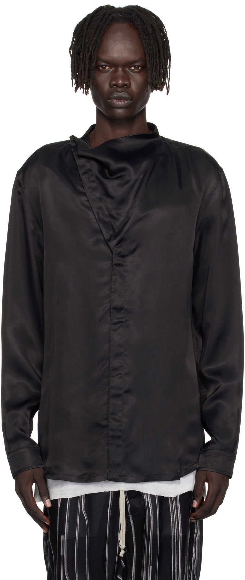 Сорочка Rick Owens Rick Owens Concordians Island Satin Shirt чорний | RU02E1299 HSCH