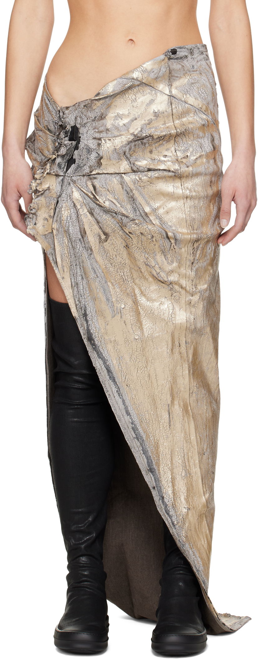 Спідниця Rick Owens Rick Owens DRKSHDW Hollywood Soft Edfu Long Denim Maxi Skirt Металік | DS01E3348 SGMC