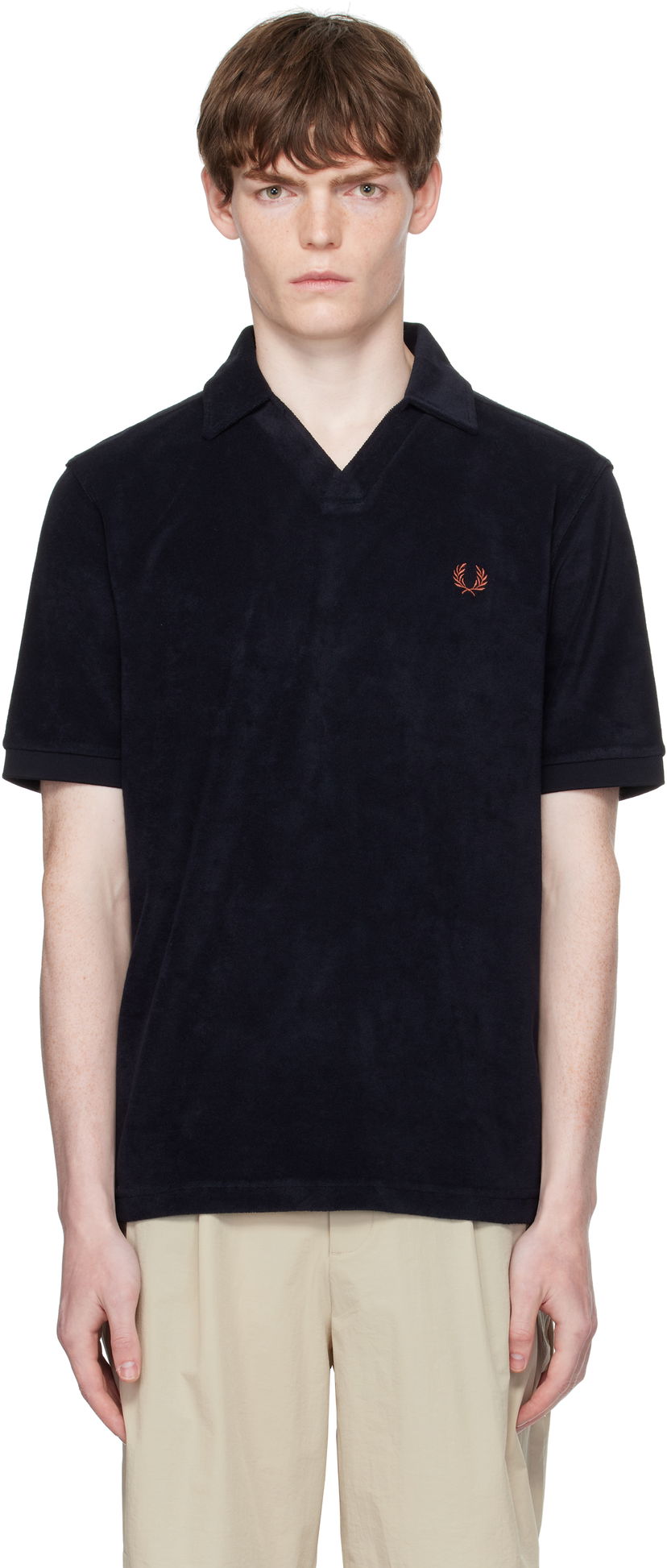 Сорочка поло Fred Perry Fred Perry Open Collar Towelling Polo чорний | M7830