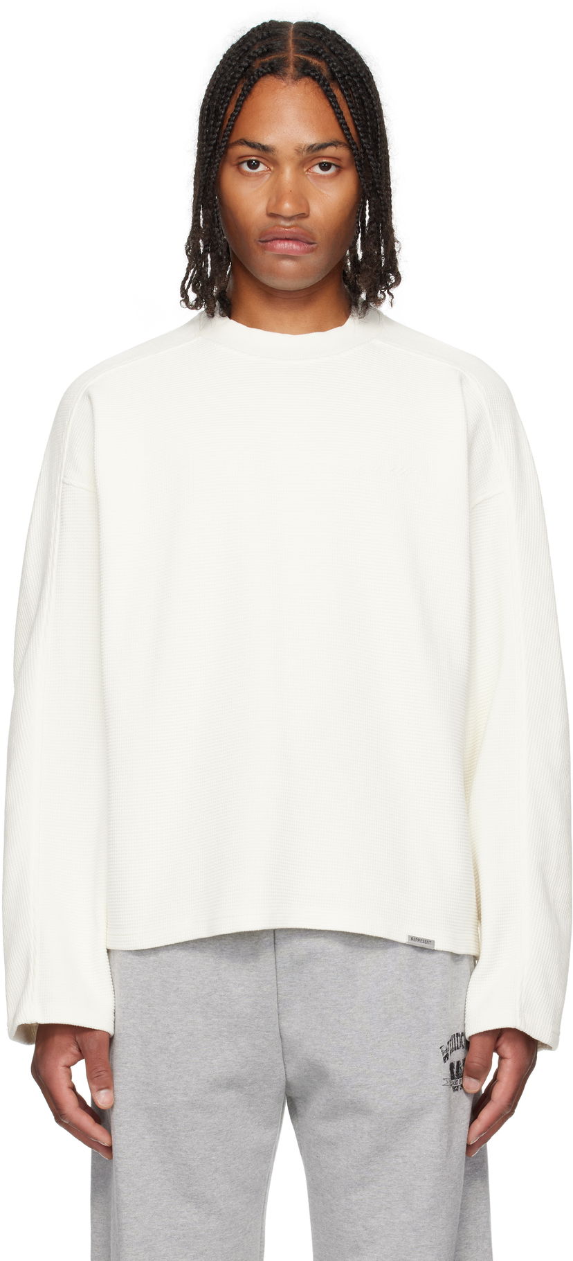 Футболка Represent Clo Represent Waffle Long Sleeve T-Shirt білий | MLM41209