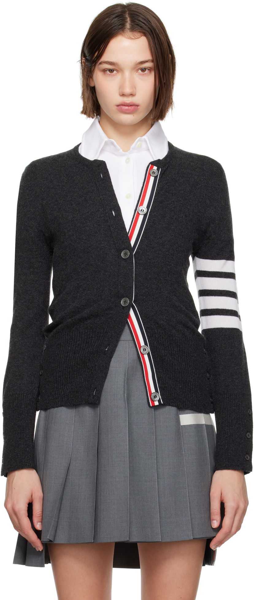 Cветр Thom Browne Cashmere 4-Bar Classic Cardigan Сірий | FKC002A-00011