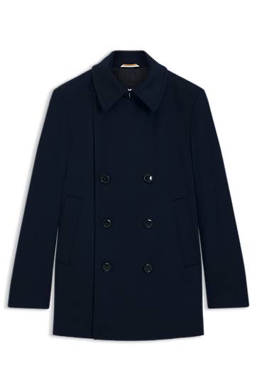 Пальто BOSS Slim-Fit Wool and Cashmere Peacoat темно-синій | 50551081