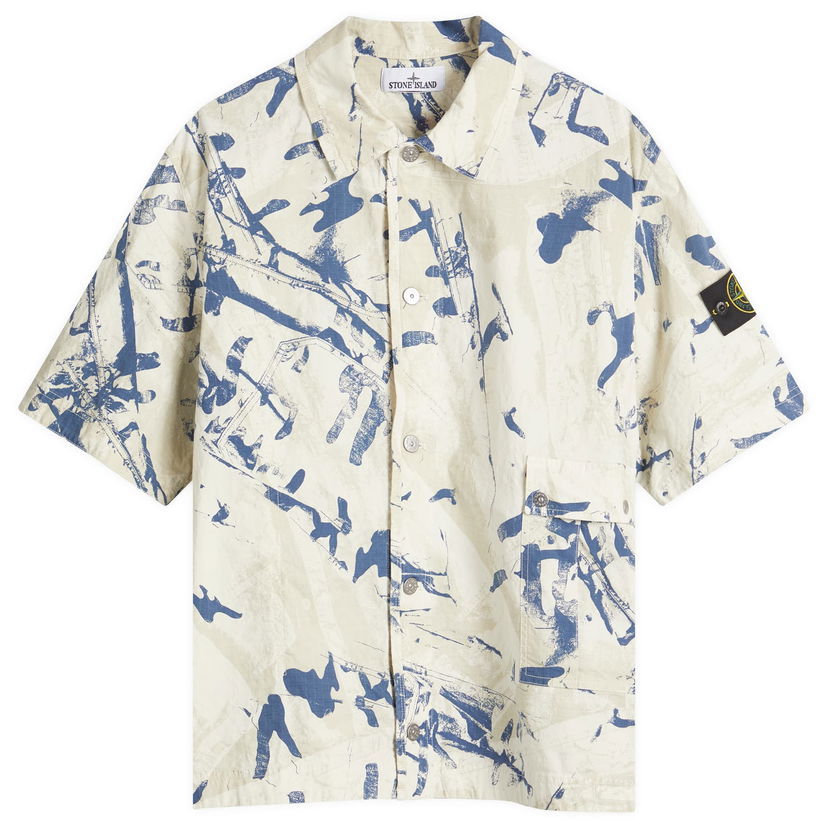 Сорочка Stone Island Scan Camo Ripstop-OVD Short Sleeve Shirt, Size X-Large бежевий | K1S151100012-V009A