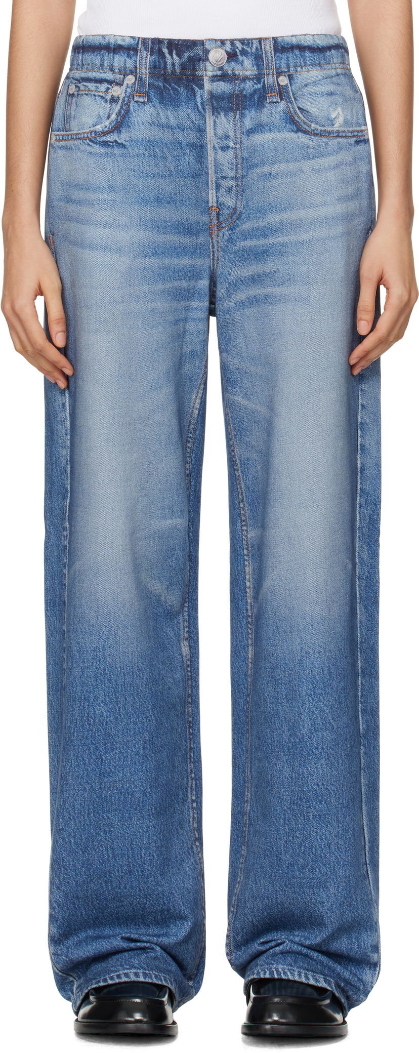 Джинси rag & bone rag & bone Miramar Wide-Leg Lounge Pants Синій | WCW23F70018201