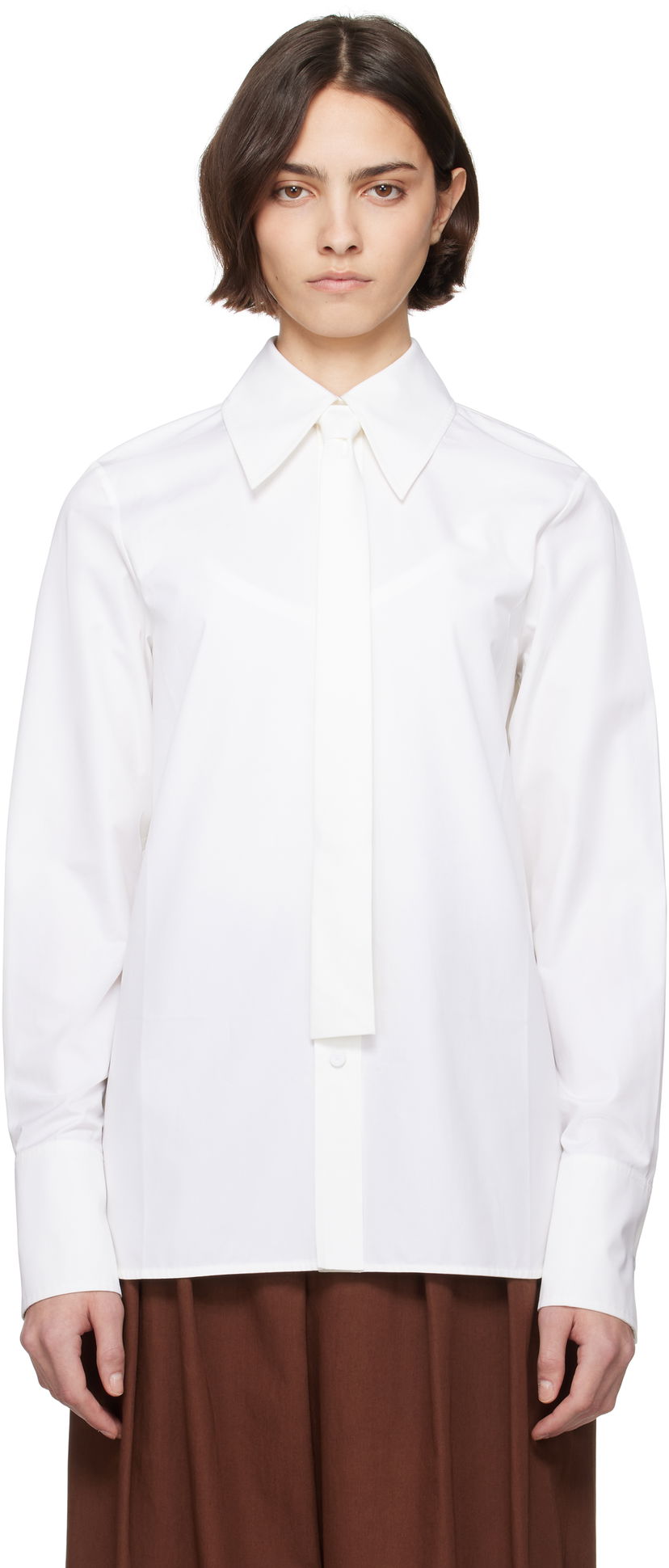 Сорочка Jil Sander Jil Sander Cotton Poplin Tie Shirt білий | J03DL0196_J45002
