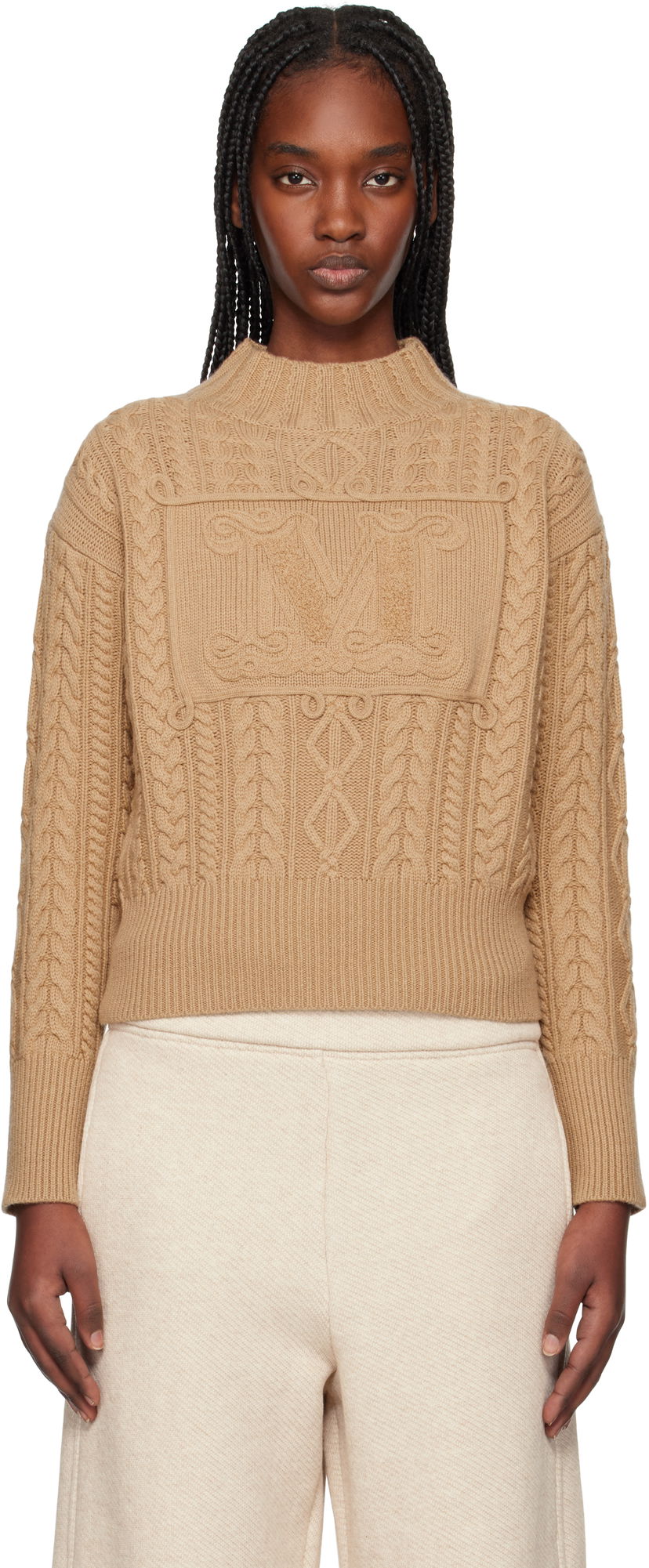 Cветр Max Mara Max Mara Miranda Cable Knit Sweater Коричневий | 2511361041600