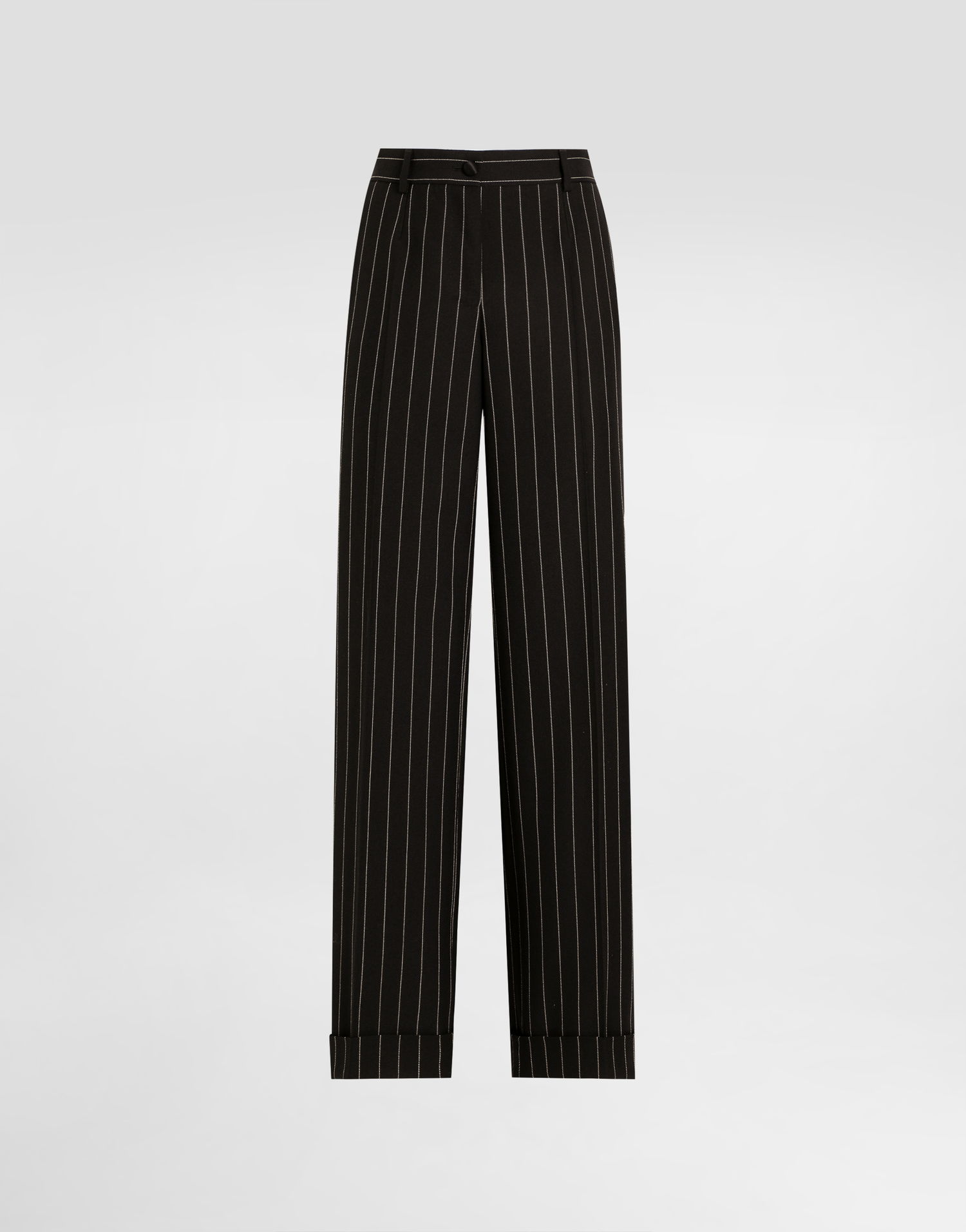 Штани Dolce & Gabbana Dolce & Gabbana Straight-Leg Pinstripe Wool Pants with Turn-Ups чорний | FTDBVTFR22MS8051, 0