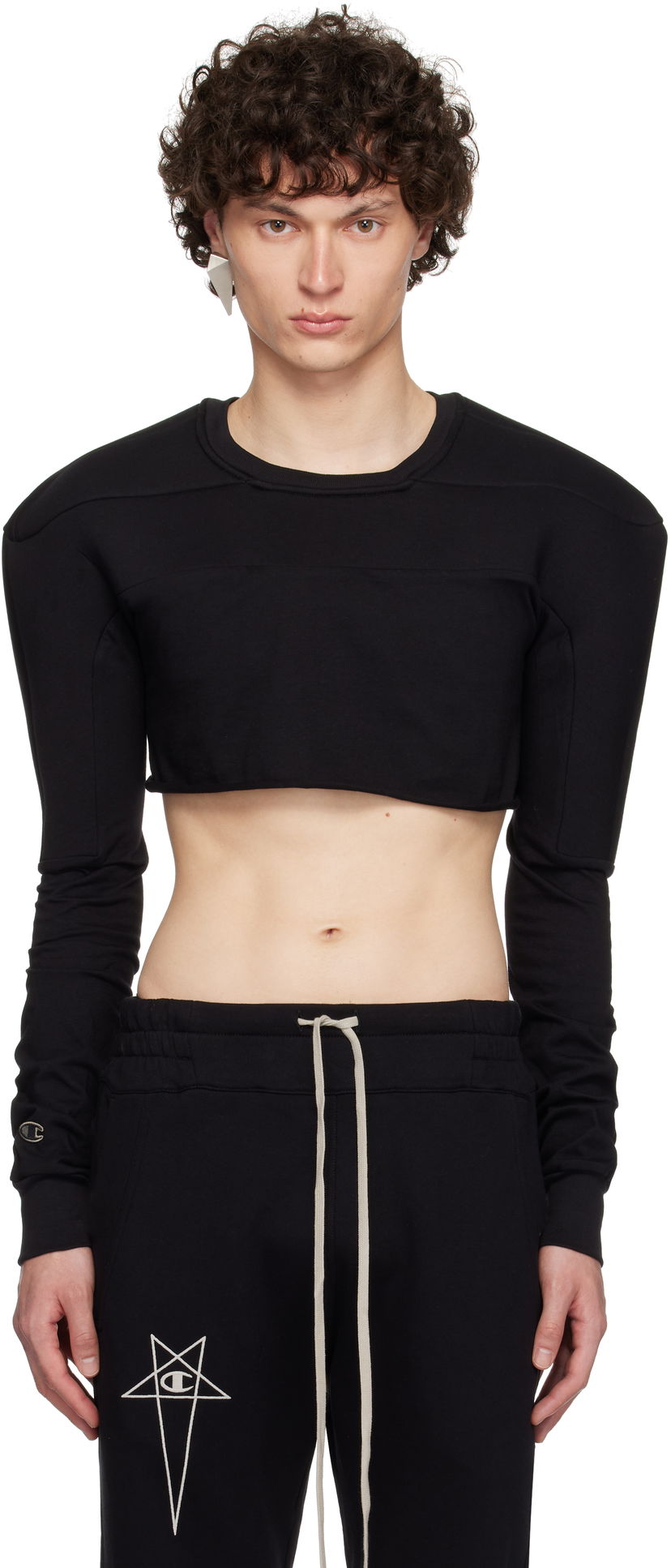 Футболка Rick Owens Rick Owens Champion Edition Cropped Harness T-Shirt чорний | CM01E1708 CHJG JERSEY