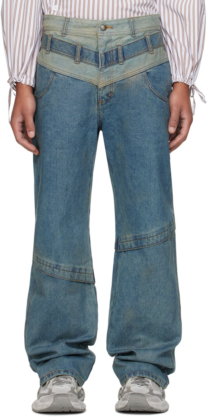 Джинси Andersson Bell Layered Wide Leg Jeans Синій | apa740m