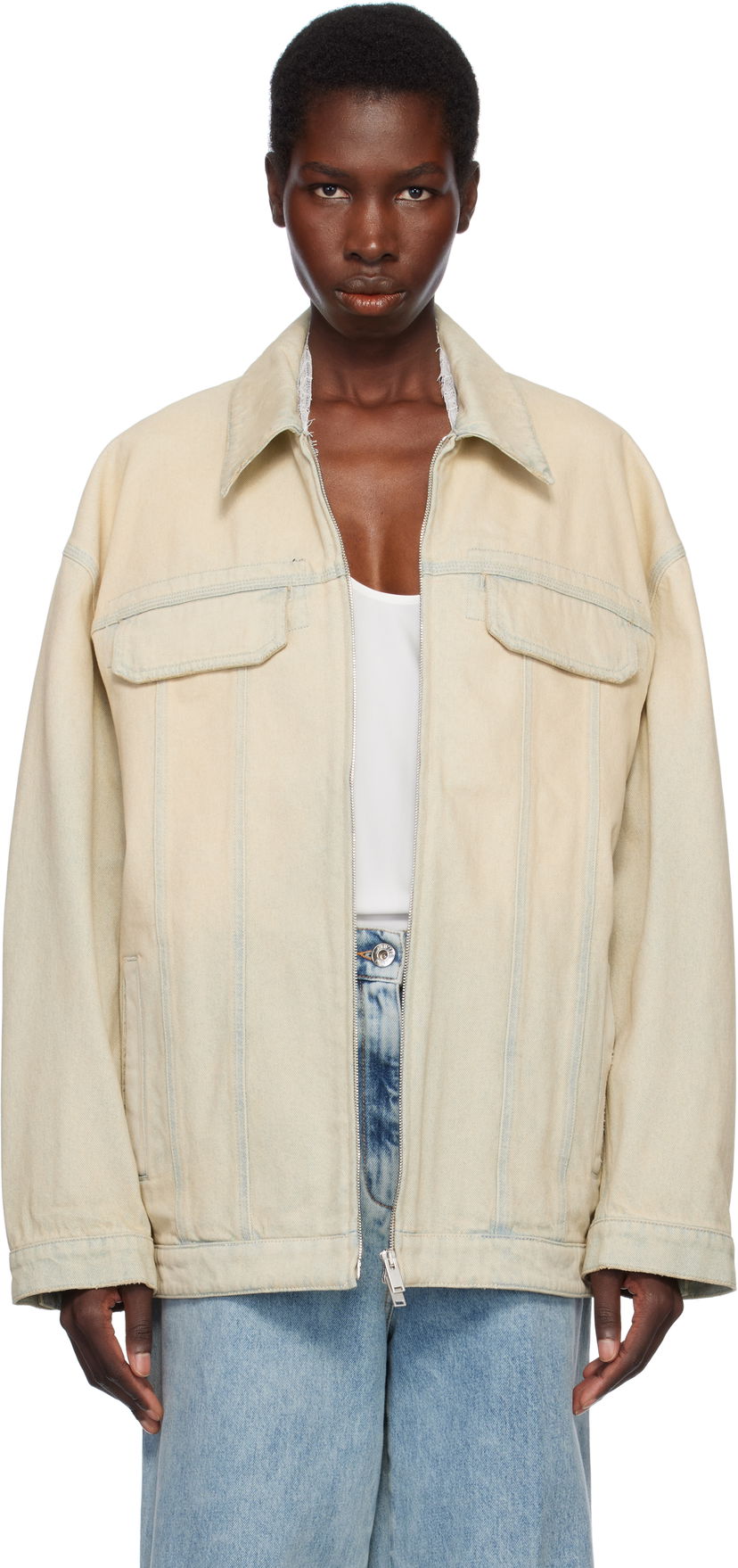 Куртка Stella McCartney Stella McCartney Sand Overdyed Denim Jacket бежевий | 6D03853SQH18