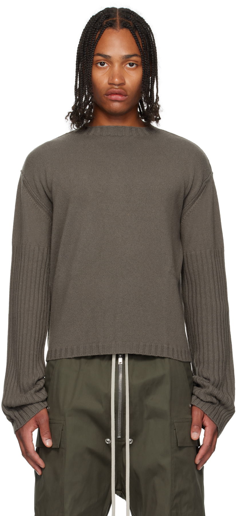 Cветр Rick Owens Rick Owens Gray Concordians Round Neck Sweater Сірий | RU02E1665 KLWS
