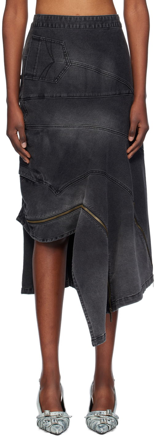 Спідниця Feng Chen Wang Feng Chen Wang Deconstructed Denim Midi Skirt Сірий | FWF18SK04