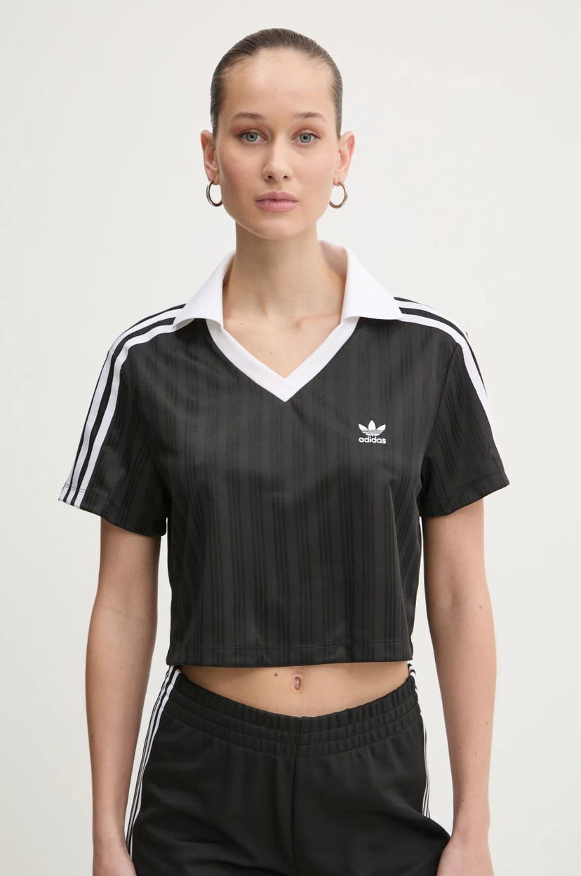Кроп-топи adidas Originals Cropped Collared T-Shirt чорний | JD2606