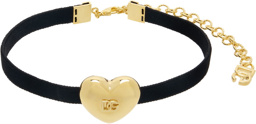 Кольє Dolce & Gabbana DG Logo Heart Velvet Choker чорний | WNQ8S1 W1111