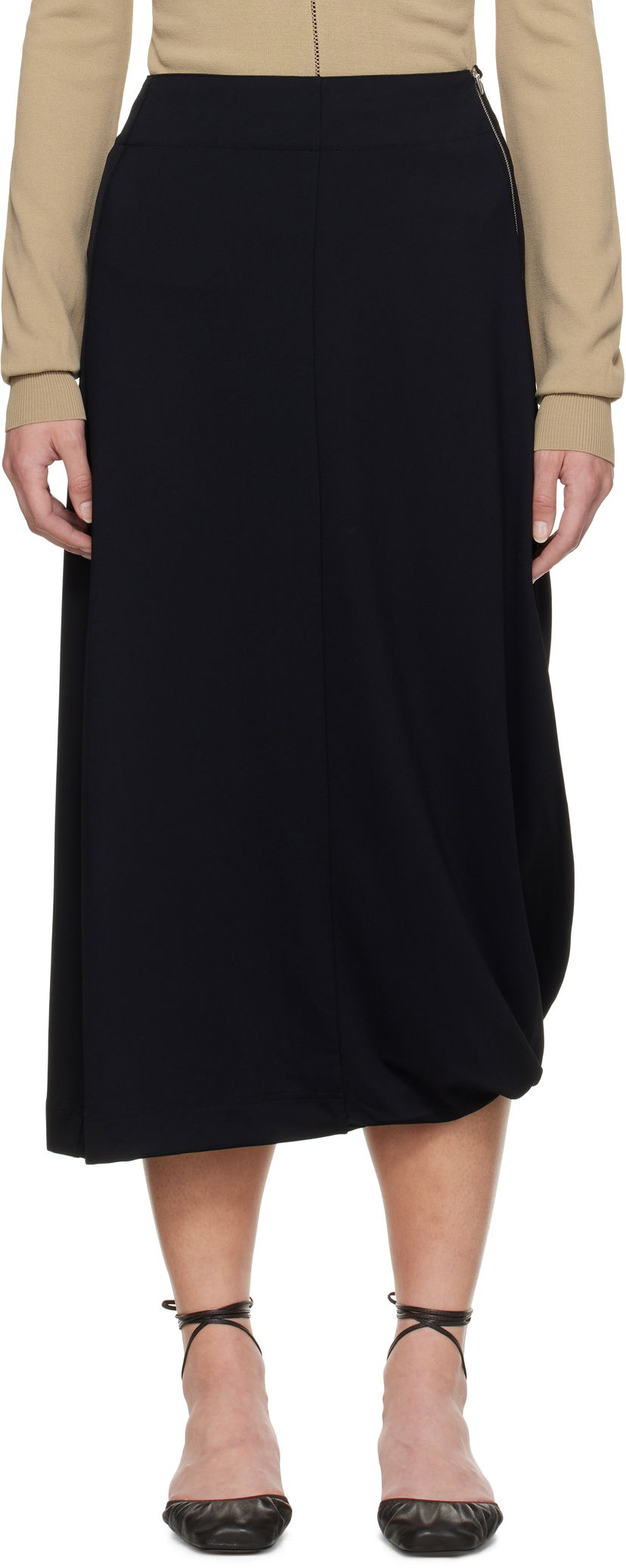 Спідниця LEMAIRE Lemaire Twisted Hem Midi Skirt чорний | SK1047 LJ1034
